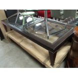 Large Bevelled Glass Top Leather Frame Coffee Table