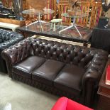 Brown Button Back Chesterfield Sofa in Good Condition