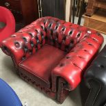 Red Button Back Chesterfield Armchair