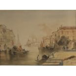 S.B., 1844, WATERCOLOUR Venetian canal view, mounted, framed and glazed. (55cm x 45cm)