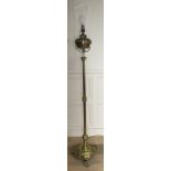 AN EARLY 20TH CENTURY BRASS TELESCOPE STANDARD LAMP The bowl supported on a turned column and