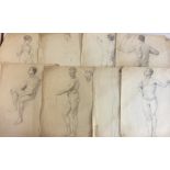 VIOLET CLINTON, AN EARLY 20TH CENTURY PORTFOLIO OF TWELVE FULL LENGTH PENCIL SKETCHES Nude