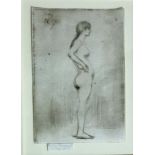 THÉODORE ROUSSEL, 1847 - 1926, PENCIL SKETCH Nude female, mounted, framed and glazed. (8.2cm x