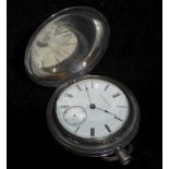 AMERICAN WATCH COMPANY, A 19TH CENTURY OVERSIZED FULL HUNTER SILVER POCKET WATCH The circular