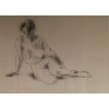 PENCIL PORTRAIT OF A NUDE FEMALE Unsigned, mounted, framed and glazed. (56cm x 46cm)