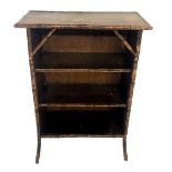 A VICTORIAN BAMBOO AND RUSH OPEN BOOKCASE. (73cm x 37cm x 99cm)