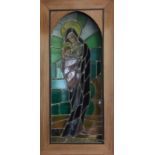 A PAIR OF EARLY 20TH CENTURY STAINED GLASS WINDOWS One featuring the Madonna and child, the other