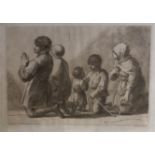 FRANCESCO BARTOLOZZI, R.A., 1727 - 1815, SEPIA ENGRAVING Figures praying, framed and glazed. (56cm x