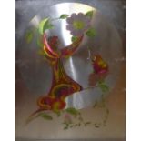 A PAIR OF VINTAGE FOIL PRINTS Stylized fairies on silver grounds, marked 'Michelle Emblem' lower