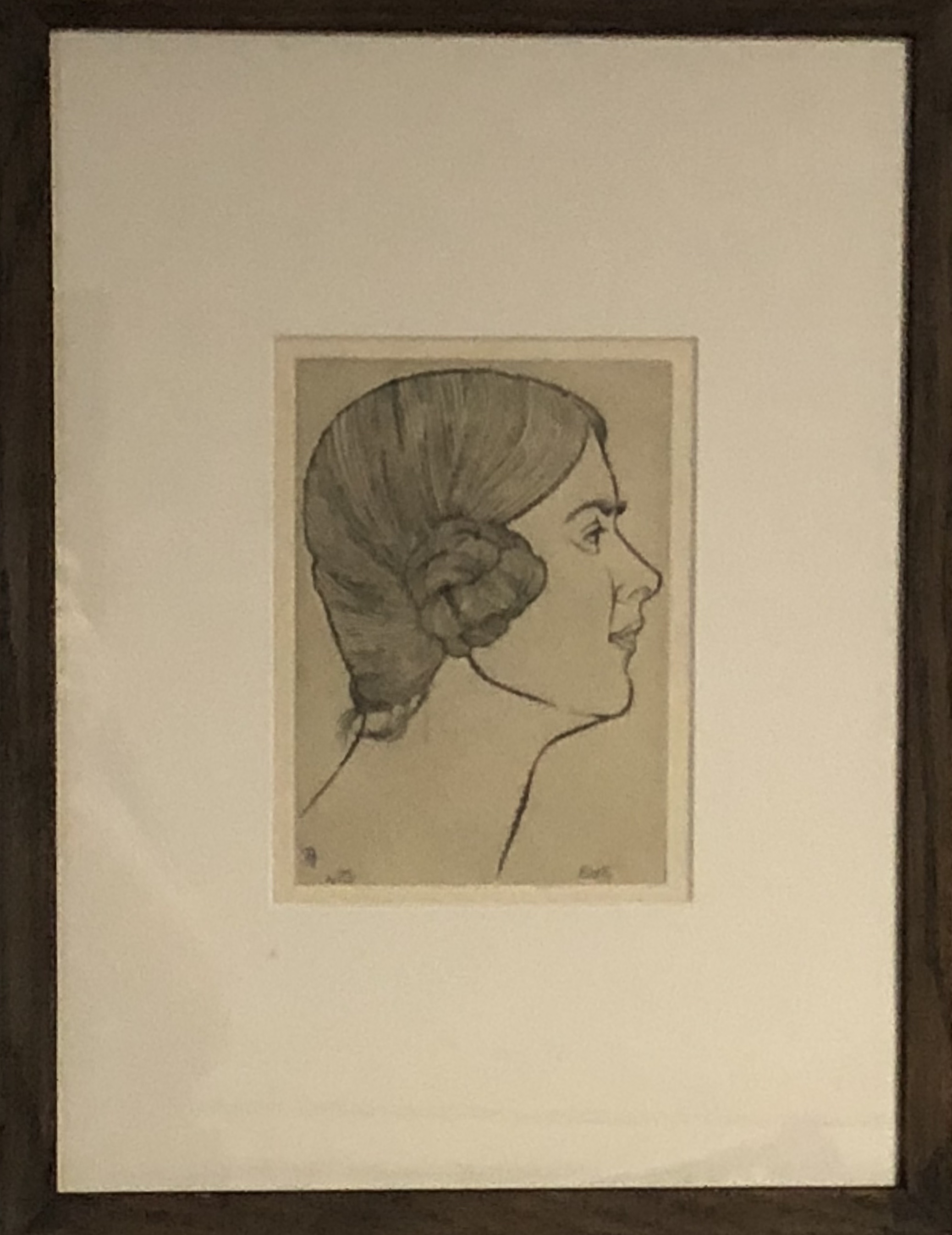 ERIC GILL, 1882 - 1940, COPPER ENGRAVING Portrait of Elizabeth Gill, 1927, mounted, framed and - Image 2 of 3