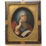 FOLLOWER OF GUIDO RENI, 1575 - 1642, A 19TH CENTURY OVAL OIL ON BOARD Portrait of a saintly