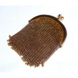 A 9CT GOLD CHAINMAIL DESIGN COIN PURSE With suspension ring.