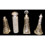 A COLLECTION OF VICTORIAN AND LATER SILVER AND CUT GLASS TRINKET ITEMS To include toothbrush