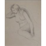 MALCOLM DRUMMOND, 1880 - 1945, PENCIL DRAWING Nude female study, mounted, framed and glazed. (38cm x
