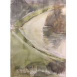 EMILY GWYNN-JONES, B. 1948, WATERCOLOUR Landscape view, signed in pencil lower left, framed,