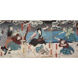 UTAGAWA KUNISADA, 1786 - 1865, TOYOKUNI, A COLLECTION OF THREE TRIPTYCH WOODBLOCK PRINTS To