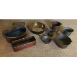 A SELECTION OF ANTIQUE AND LATER COPPER AND BRASS ITEMS To include a heavy gauge brass berry pan,
