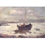 SEVRYUZHENKO JURIY, A 20TH CENTURY OIL ON CANVAS Harbour scene, fishing boats, signed lower right
