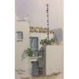 SIR HUGH CASSON, 1910 - 1999, PEN AND WATERCOLOUR DRAWING Titled 'Town House, Poros', signed lower