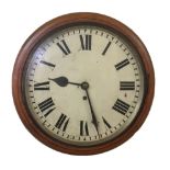 A VICTORIAN OAK CASED SCHOOL CLOCK The dial with Roman numeral chapter ring and fusée movement. (