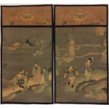 A PAIR OF LATE 19TH CENTURY CHINESE KESI KOSSU GILT THREAD SILK EMBROIDERY PAINTINGS Decorated
