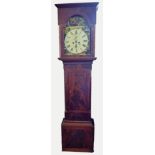 A 19TH CENTURY MAHOGANY LONGCASE CLOCK Having an arched white dial with two subsidiary dials, hand