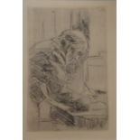 PIERRE BONNARD, 1867 - 1947, ETCHING Portrait of Vuillard, mounted, framed and glazed. (43.5cm x