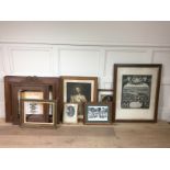A SELECTION OF FRAMED ITEMS To include a French engraving of dole, an antique engraving '