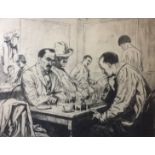 ALEXANDER J. HEANEY, 1876 - 1936, AN EARLY 20TH CENTURY ETCHING Titled 'The Chess Players',
