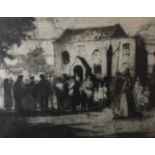 ALEXANDER J. HEANEY, 1876 - 1936, AN EARLY 20TH CENTURY ETCHING Titled 'A Public Gathering',