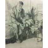 SYLVIA GOSSE, 1881 - 1968, ETCHING Interior scene, gentleman seated on a bed, signed in pencil lower