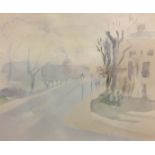 MARY POTTER, 1900 - 1981, A 20TH CENTURY WATERCOLOUR Street corner view, framed, glazed and labelled