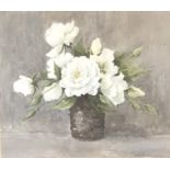 MARGERET ISOBEL WRIGHT, 1884 - 1957, WATERCOLOUR Still life, titled 'Roses in a Chinese Vase',