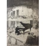 ALEXANDER J. HEANEY, 1876 - 1936, AN EARLY 20TH CENTURY ETCHING Titled 'The Piano Recital' unsigned,