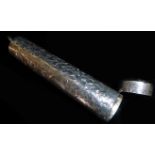 A VICTORIAN SILVER CHEROOT HOLDER Tapering cylindrical engraved floral decoration, hallmarked