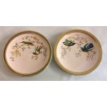 A PAIR OF VICTORIAN CROWN DERBY PORCELAIN CABINET PLATES Having a patterned gilt edge border, hand