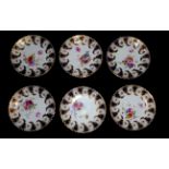 ROYAL WORCESTER, A SET OF SIX EARLY 20TH CENTURY PORCELAIN CABINET PLATES Hand painted with floral