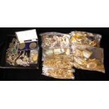 A COLLECTION OF VINTAGE COSTUME JEWELLERY Including two gold plated necklace and bracelet sets, by