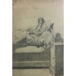 SYLVIA GOSSE, 1881 - 1968, ETCHING Titled 'The High Bed', a girl relaxing in bed, framed, glazed and