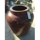 LARGE GLAZED TERRACOTTA POT