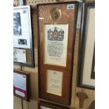 DEATH SCROLL WITH REGIMENTED CAT BADGE IN MEMORY OF CAPTAIN EUSTACE GILBERT BOWHAY