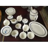 39 PIECE BLUE SILVER AND WHITE TEA SERVICE STAMPED PETRIS REGOUT AND CO