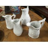 JOB LOT OF 4 DECORATIVE HORTH MERION PORECLAIN SMALL JUGS