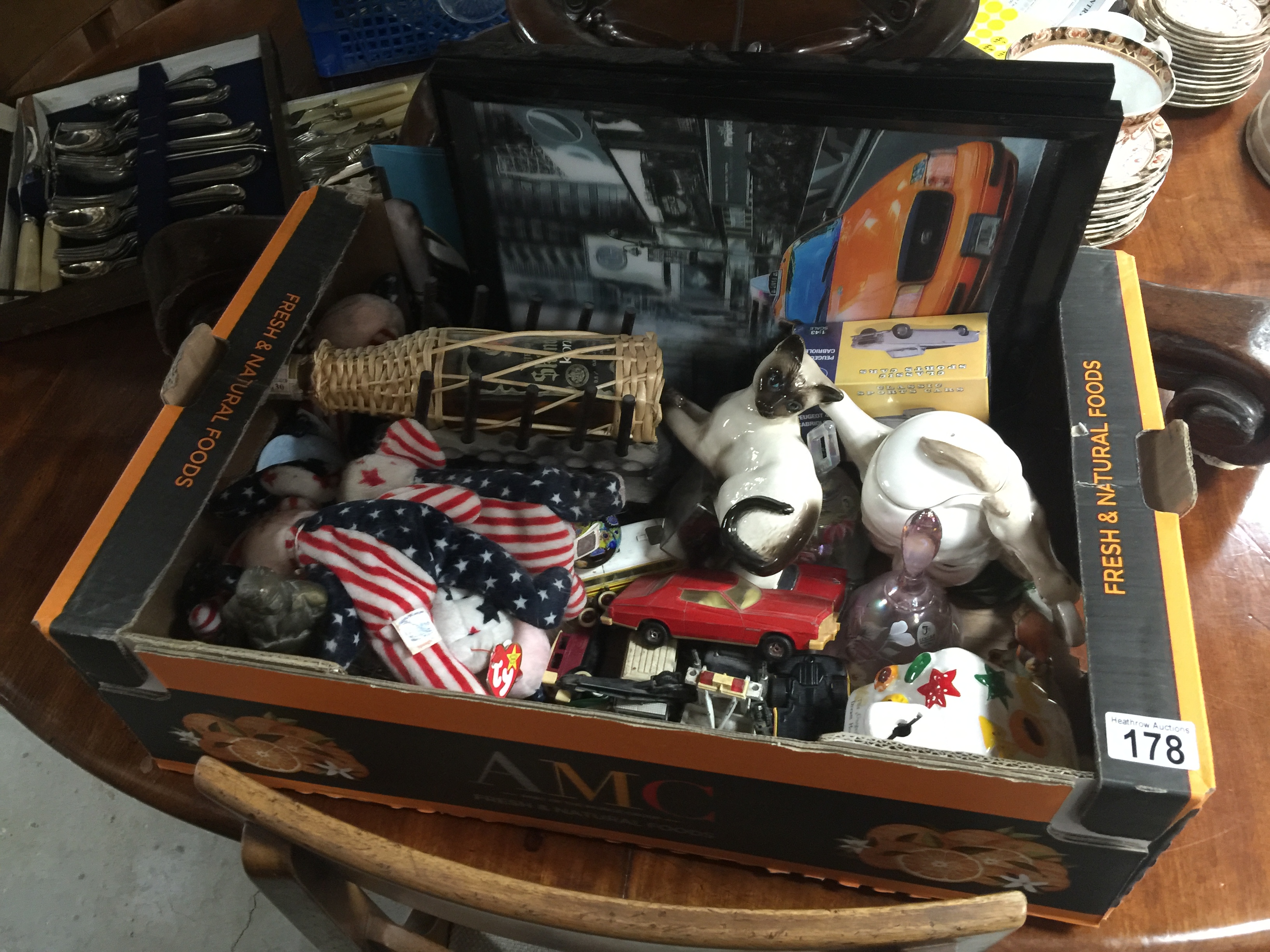 BOX OF TY BEARS AND OTHER CURIOS