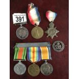 ASSORTED SET OF 7 WW1 MEDALS AND 15 / 15 TRIO