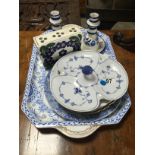 ASSORTED BLUE AND WHITE TABLEWARE