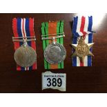 GROUP OF 3 WW2 MEDALS