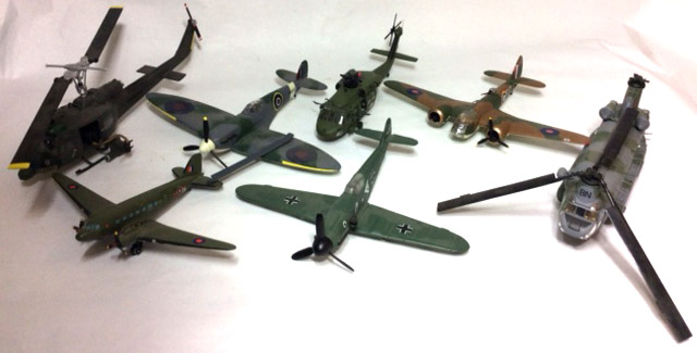 CORGI DIECAST, A COLLECTION OF SEVEN 1.48 MODEL MILITARY AIRPLANES To include Royal Air Force