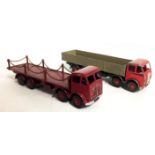 DINKY, A VINTAGE 'FODEN' FLATBACK MAROON FINISH TRUCK Complete with chains, sold together with