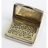 NATHANIEL MILLS, A WILLIAM IV SILVER VINAIGRETTE With engine turned decoration centred by central